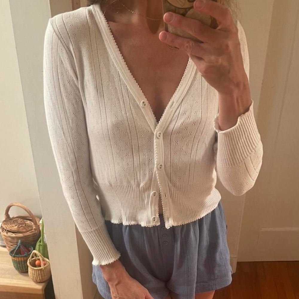 Pretties Venice pointelle cardigan top size xxs
